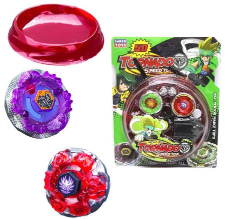 Kit 2 Pião Beyblade Metal Tornado Com Arena 2 Lançador