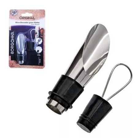 Imagem de Kit 2 Bico Dosador Inox com Tampa Vinho Champagne Corta Gota