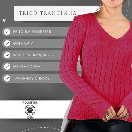 Imagem de Kit 2 Blusa Feminina Modal Tricot Traças Sueter Casual Frio