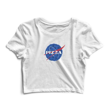 Imagem de Kit 2 Blusas Cropped Tshirt Feminina Planeta Pizza e Alien Pizza