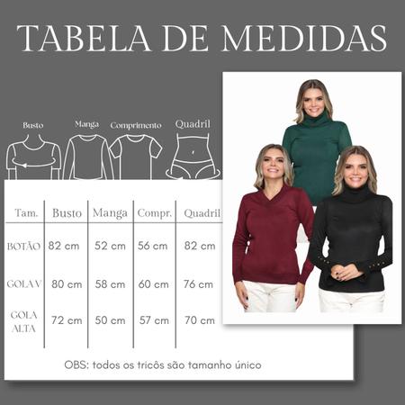 Imagem de Kit 2 Blusas Feminina de Tricô  Manga Longa Cacharrel Moda Inverno 