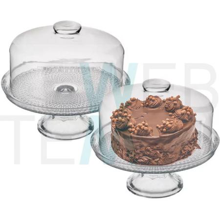 Imagem de Kit 2 Boleiras de Vidro com Pé e Tampa Vitazza Prato 28cm para Bolo, Doce, Sobremesa, Decoração, Organização, Mesa Posta Elegante e Sustentável