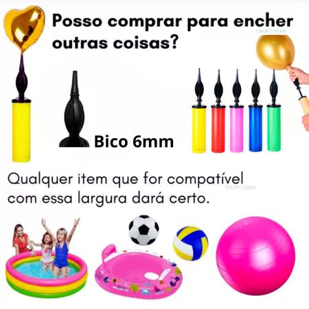 Imagem de Kit 2 Bomba de Encher Bexiga Balão Inflador Balões Manual Festa Bombinha Ar Rápido Inflar 2x Mais