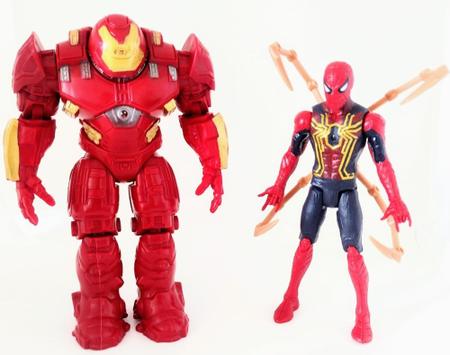 Imagem de Kit 2  bonecos articulados com luz - hulkbuster + homem aranha com garras