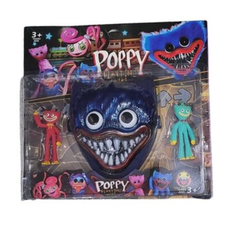 Huggy Wuggy Poppy Playtime Kit Mascara + 2 Bonecos - Brinquedos