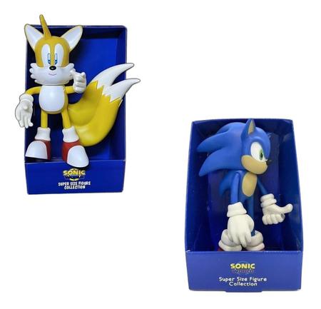 Kit 2 Bonecos Vinil Sonic E Tails 25 Cm Grande Articulados - Sp