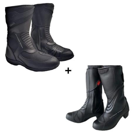 Imagem de Kit 2 Botas Motociclista Bigtrail Viagem Casal Strike