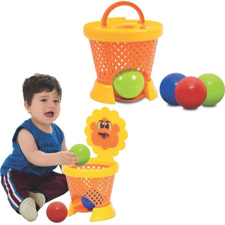 Imagem de Kit 2 Brinquedo Bebê Educativo Divertido Encaixar Basquete 1 ano Didatico Presente Menino Menina