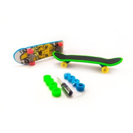 Kit 2 Skate De Dedo C/Lixa Fingerboard Criança + Acessórios