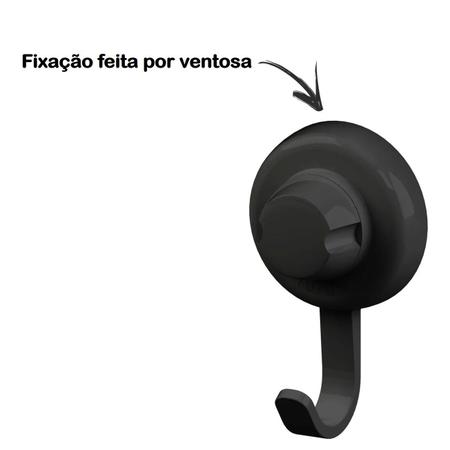 Kit 2 Cabide Gancho Multiuso Com Ventosa Para Toalhas Objetos Utensílios Cozinha Banheiro Preto - Future Imagem de Kit 2 Cabide Gancho Multiuso Com Ventosa Para Toalhas Objetos Utensílios Cozinha Banheiro Preto - Future