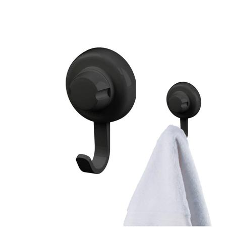 Kit 2 Cabide Gancho Multiuso Com Ventosa Para Toalhas Objetos Utensílios Cozinha Banheiro Preto - Future Imagem de Kit 2 Cabide Gancho Multiuso Com Ventosa Para Toalhas Objetos Utensílios Cozinha Banheiro Preto - Future
