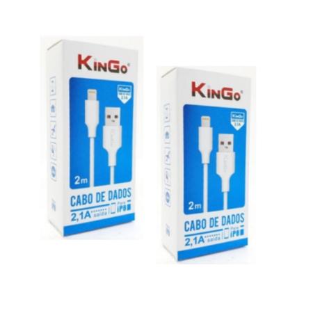 Imagem de Kit 2 Cabos Carregador Usb Kingo P/ Iphone 5S 2MT Resistente
