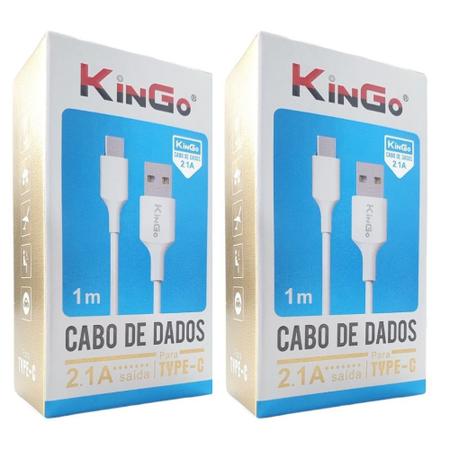 Imagem de Kit 2 Cabos Carregadores USB Kingo Para Android Motorola Samsung Xiaomi LG Multilaser e Iphone 1 metro