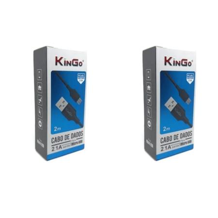 Imagem de Kit 2 Cabos USB V8 Kingo Preto 2m 2.1A para Galaxy J2 Core