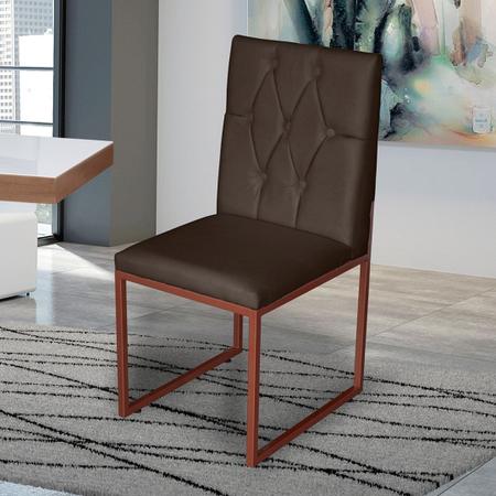 Imagem de Kit 2 Cadeira de Jantar Escritorio Industrial Malta Capitonê Ferro Bronze material sintético Marrom - Móveis Mafer