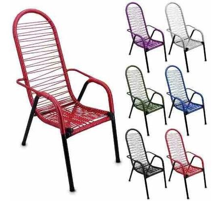 Imagem de KIT 2  Cadeira De Varanda Cadeira De Área Cadeira De Fio Colorido - Vermelha