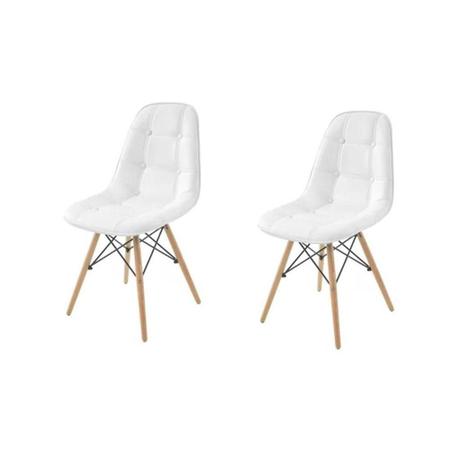 Imagem de Kit 2 Cadeira Eames Eiffel Botone Branco Base Madeira - 70111