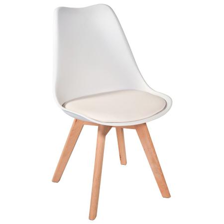 Imagem de Kit 2 Cadeira Leda Branca - Charles Eames Wood com Almofada