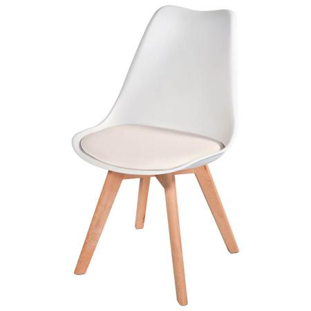 Imagem de Kit 2 Cadeira Leda Branca - Charles Eames Wood com Almofada