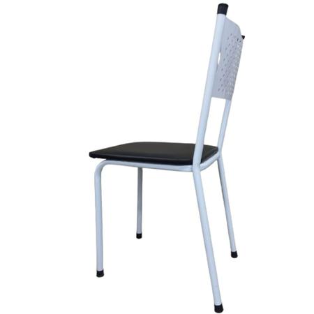 Imagem de Kit 2 Cadeira para Cozinha MC Tubular Almofadada Estrutura Branca com Assento Preto