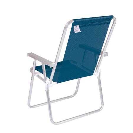 Imagem de Kit 2 Cadeira Praia Alta Alumínio Conforto 120 kg Mor Azul