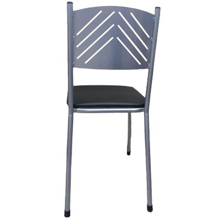 Imagem de Kit 2 Cadeira Prata para Cozinha Jantar com Assento Preta
