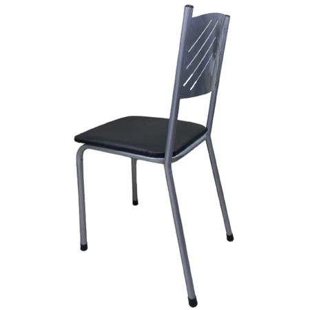 Imagem de Kit 2 Cadeira Prata para Cozinha Jantar com Assento Preta