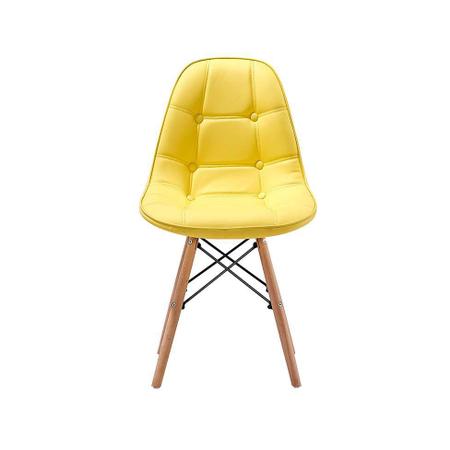 Imagem de Kit 2 Cadeiras Charles Eames Botonê Eiffel Wood Estofada Couro - Amarela