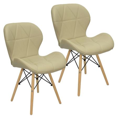 Imagem de Kit 2 Cadeiras Charles Eames Eiffel Slim Wood Estofada - Bege