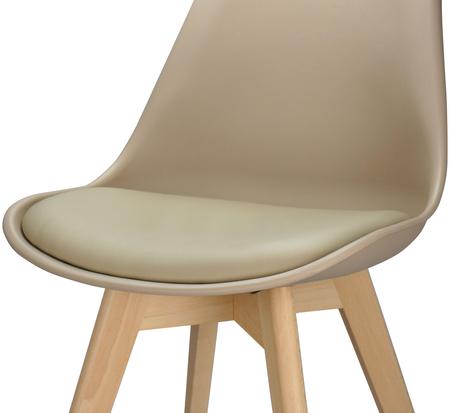Imagem de Kit 2 Cadeiras Charles Eames Leda Luisa Saarinen Design Wood Estofada Base Madeira - Bege