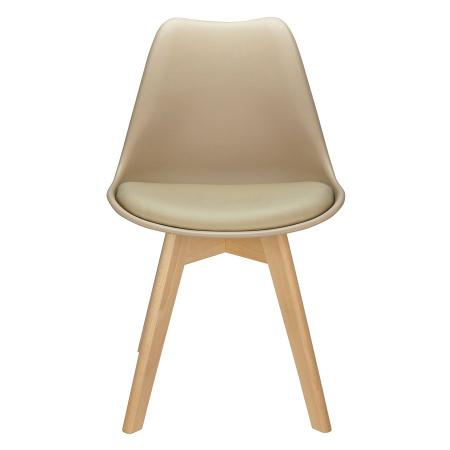 Imagem de Kit 2 Cadeiras Charles Eames Leda Luisa Saarinen Design Wood Estofada Base Madeira - Bege