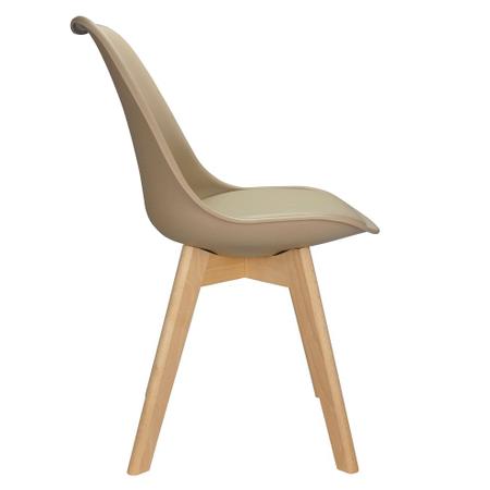 Imagem de Kit 2 Cadeiras Charles Eames Leda Luisa Saarinen Design Wood Estofada Base Madeira - Bege