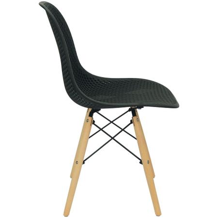 Imagem de Kit 2 Cadeiras Colmeia Furadinha Heloisa Eloá Charles Eames Eiffel Base Madeira - Preta