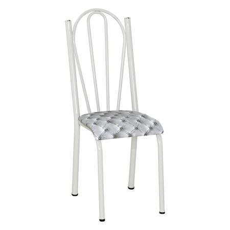 Imagem de Kit 2 Cadeiras de Cozinha Alasca Estampado Capitonê Pés de Ferro Branco - Pallazio