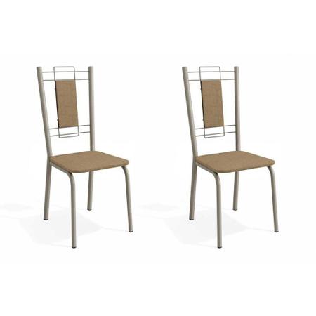 Imagem de Kit 2 Cadeiras de Cozinha Florença 2C005NK  2 Un Níquel/Linho Capuccino - Kappesberg