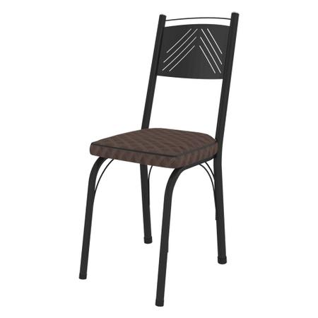 Imagem de Kit 2 Cadeiras de Cozinha Virginia Estampado Tecelão Cacau Pés de Ferro Preto - Pallazio