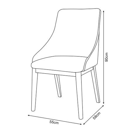 Imagem de Kit 2 Cadeiras de Jantar Elisa Nobre Estofada Liso Linho Chumbo Base Madeira Maciça Mel