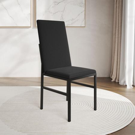 Imagem de Kit 2 Cadeiras de Jantar Estofadas Mônaco Premium Preta