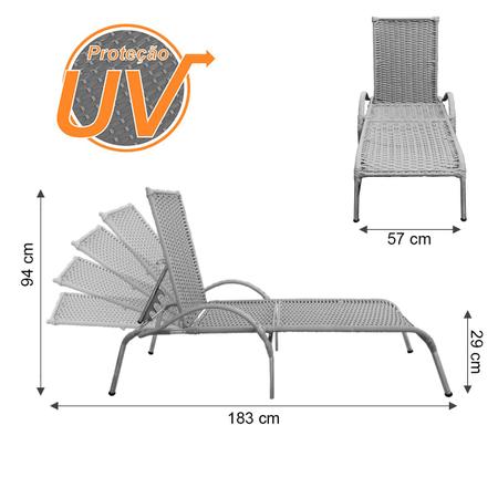 Imagem de Kit 2 Cadeiras/Espreguiçadeiras Julia com Mesa para Varanda