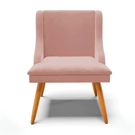 Imagem de Kit 2 Cadeiras Estofadas para Sala de Jantar Pés Palito Lia Veludo Rosê - Ibiza