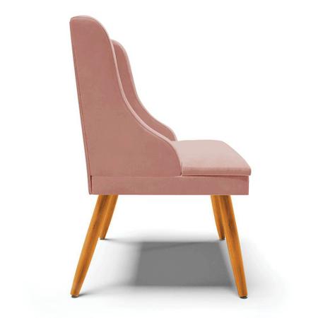 Imagem de Kit 2 Cadeiras Estofadas para Sala de Jantar Pés Palito Lia Veludo Rosê - Ibiza