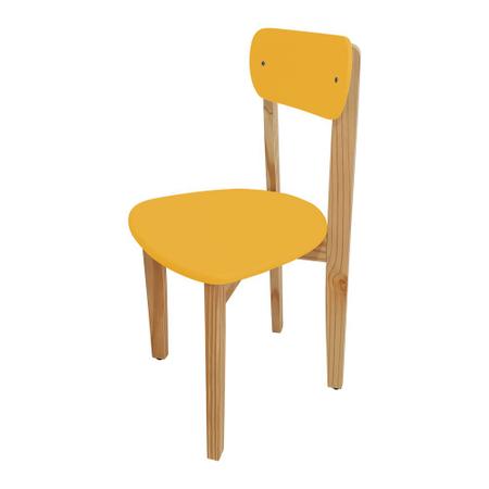 Imagem de Kit 2 Cadeiras Infantil para Restaurante Colorê Assento Amarelo Pés em Madeira Maciça Natural