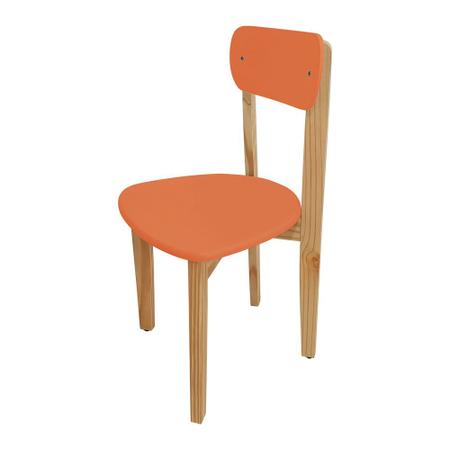 Imagem de Kit 2 Cadeiras Infantil para Restaurante Colorê Assento Laranja Pés em Madeira Maciça Natural