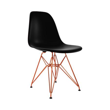 Imagem de Kit 2 Cadeiras Jantar Assento Preto Eiffel Eames Base Ferro Cobre