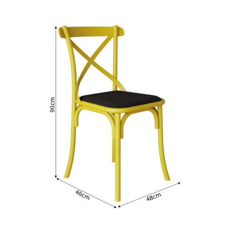 Imagem de Kit 2 Cadeiras Katrina Assento Corano Preto Aço Amarelo