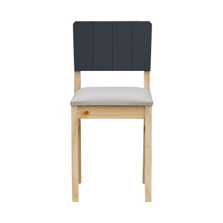 Imagem de Kit 2 Cadeiras Linhas Estrutura Madeira Maciça Assento Estofado Encosto MDF Laqueado - Natural/Preto