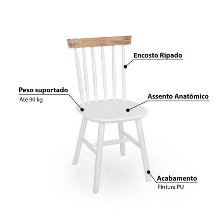 Imagem de Kit 2 Cadeiras Milena Assento Anatômico Madeira Eucalipto - Branco Fosco/Natural