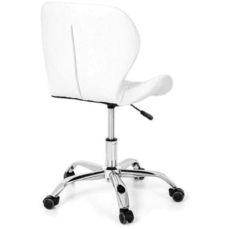 Imagem de Kit 2 Cadeiras Slim Office Estofada Base Giratória Cromada - Branco