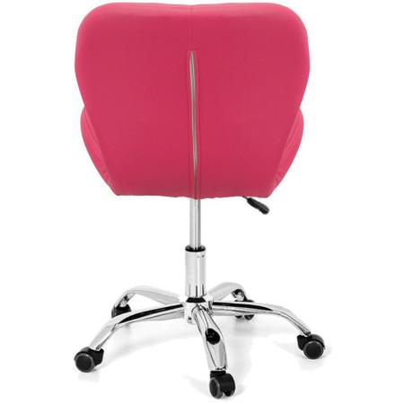 Imagem de Kit 2 Cadeiras Slim Office Estofada Base Giratória Cromada - Rosa