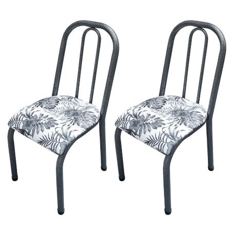 Imagem de Kit 2 Cadeiras Tubular Estofada Julia Assento Branco Floral